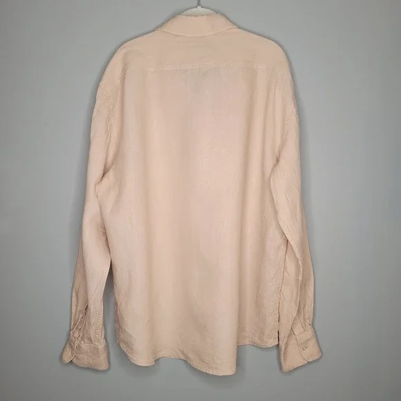 Quince Linen Button Up Men's Size XL Driftwood Beige Relaxed Long Sleeve Coastal - Picture 4 of 9